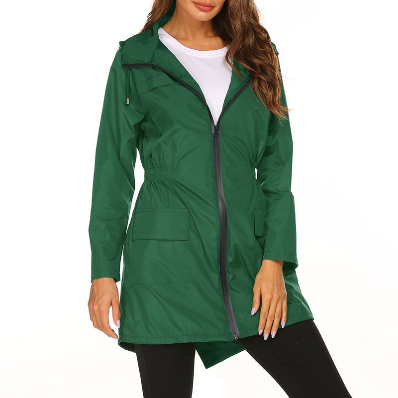 Women'S New Outdoor Assault Clothing Waist Hooded Light Rainproof Clothing Raincoat Coat Coat - Image 1